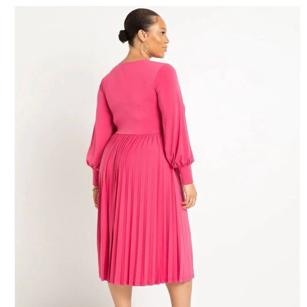Eloquii Women's Twist Front Dress in a Magenta Pink Knee Length Women's 20 - Picture 8 of 12